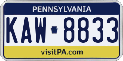 PA license plate KAW8833