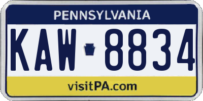 PA license plate KAW8834