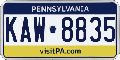 PA license plate KAW8835