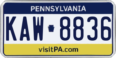 PA license plate KAW8836