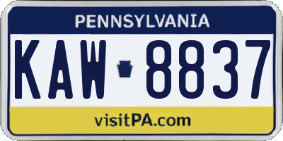 PA license plate KAW8837