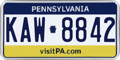 PA license plate KAW8842