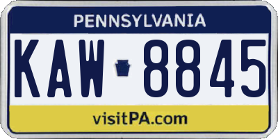 PA license plate KAW8845