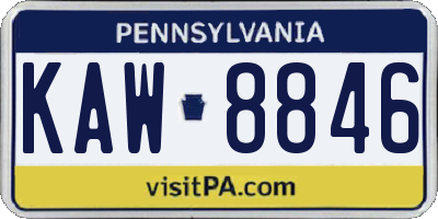 PA license plate KAW8846