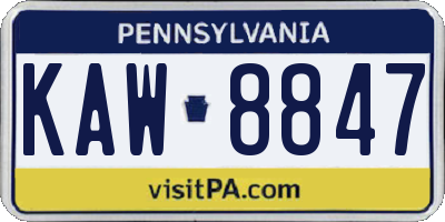 PA license plate KAW8847