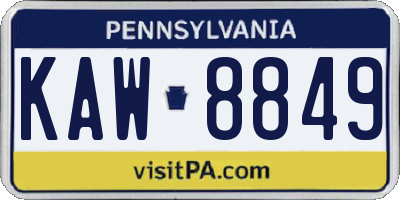 PA license plate KAW8849