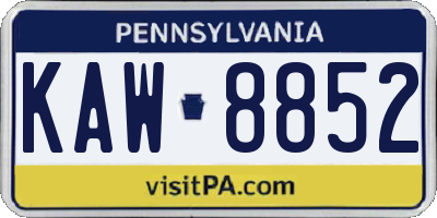 PA license plate KAW8852