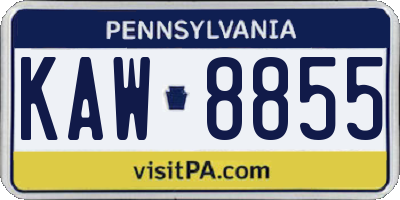 PA license plate KAW8855