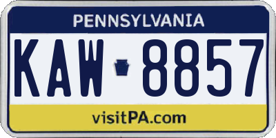 PA license plate KAW8857