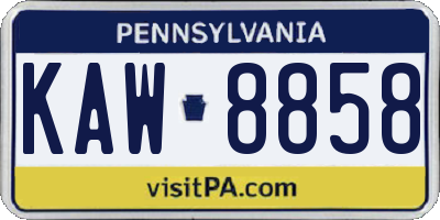 PA license plate KAW8858