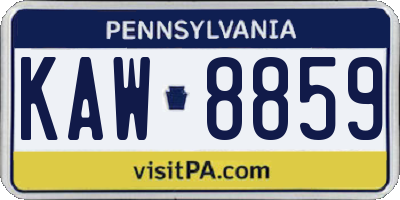 PA license plate KAW8859