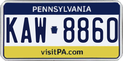 PA license plate KAW8860