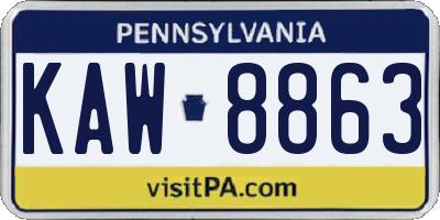 PA license plate KAW8863