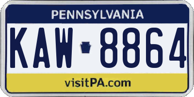 PA license plate KAW8864
