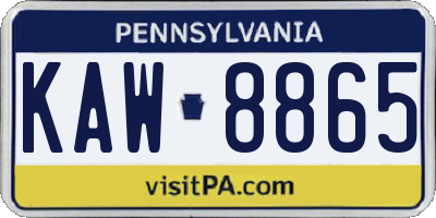 PA license plate KAW8865