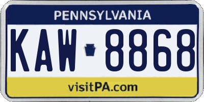 PA license plate KAW8868