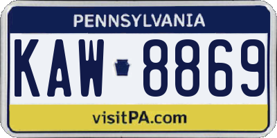 PA license plate KAW8869