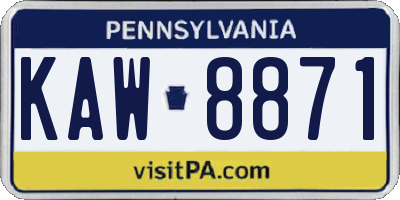 PA license plate KAW8871