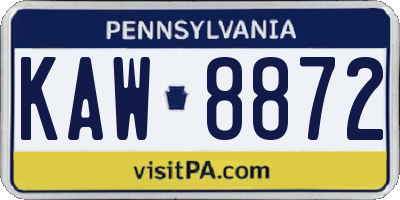 PA license plate KAW8872