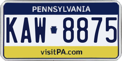 PA license plate KAW8875
