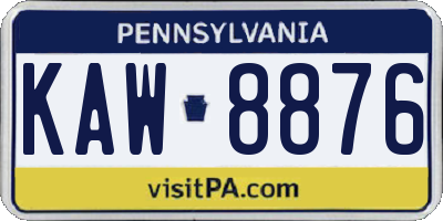 PA license plate KAW8876