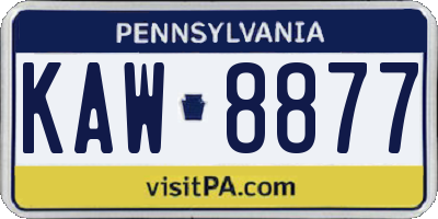 PA license plate KAW8877