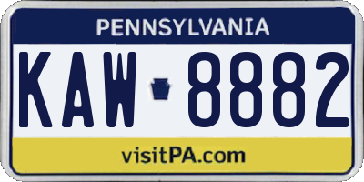 PA license plate KAW8882
