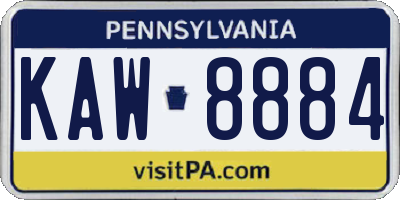 PA license plate KAW8884