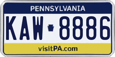 PA license plate KAW8886