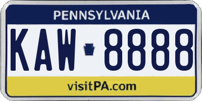 PA license plate KAW8888