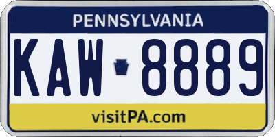 PA license plate KAW8889