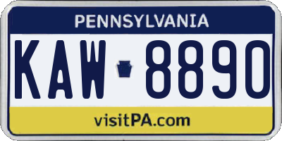 PA license plate KAW8890