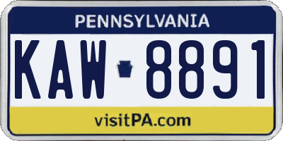 PA license plate KAW8891