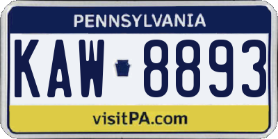 PA license plate KAW8893