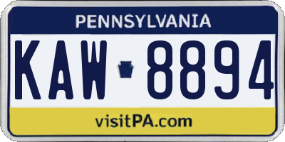 PA license plate KAW8894