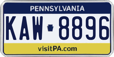 PA license plate KAW8896