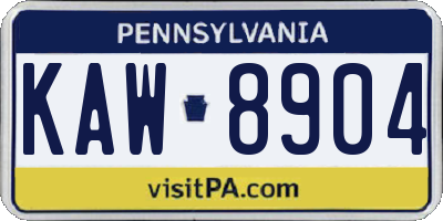 PA license plate KAW8904