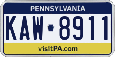 PA license plate KAW8911