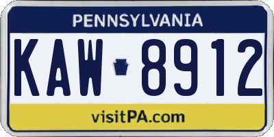 PA license plate KAW8912