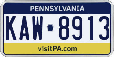 PA license plate KAW8913