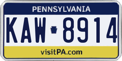 PA license plate KAW8914