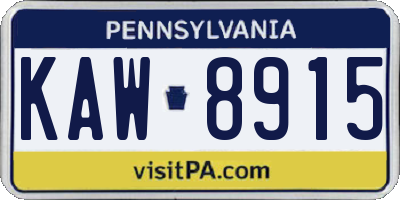PA license plate KAW8915