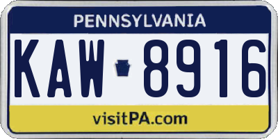 PA license plate KAW8916