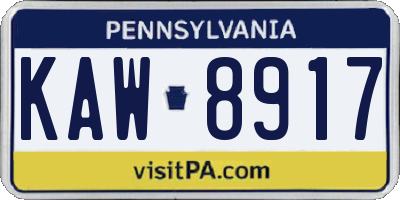 PA license plate KAW8917