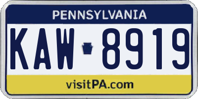 PA license plate KAW8919
