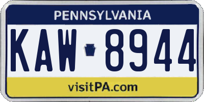 PA license plate KAW8944