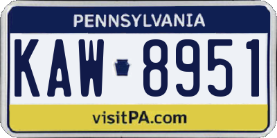 PA license plate KAW8951