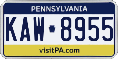 PA license plate KAW8955