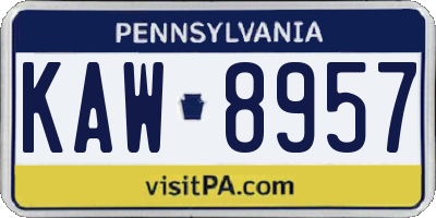 PA license plate KAW8957