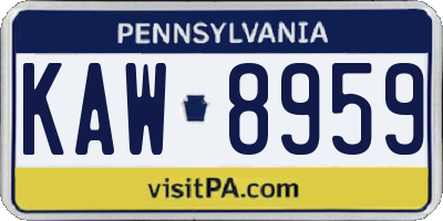 PA license plate KAW8959